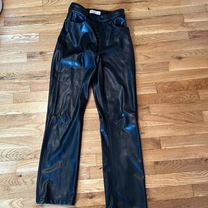 Abercrombie Vegan Leather 90s Straight Ultra High Rise Pants